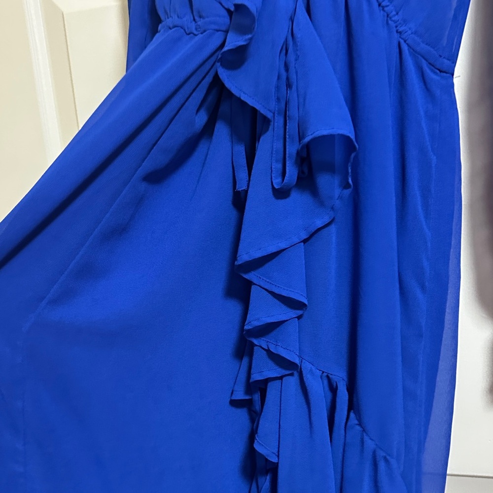 Anthropologie Royal Blue Ruffle Long Sleeve Dress BNWT sz XL - Picture 5 of 6